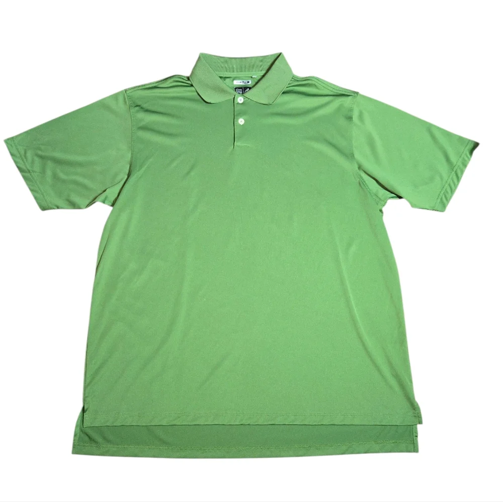 Adidas ClimaLite Sweat Wicking Green Stretch 2 Button‎ Short Sleeve Polo Size XL